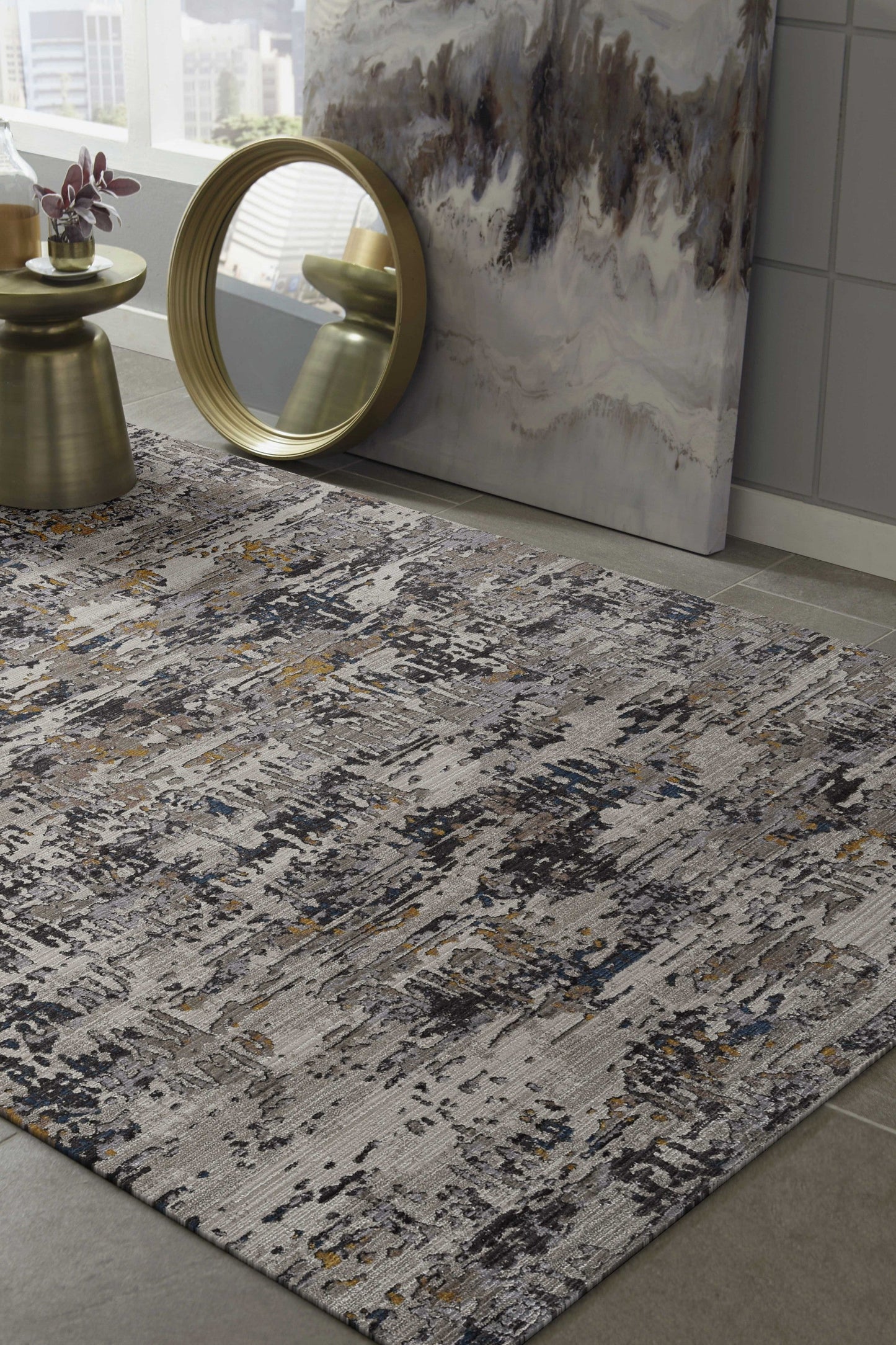 HomeRoots 106" x 158" Grey Polyester Rug