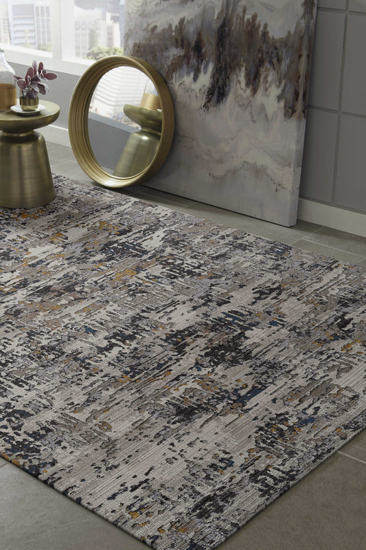 HomeRoots 106" x 158" Grey Polyester Rug