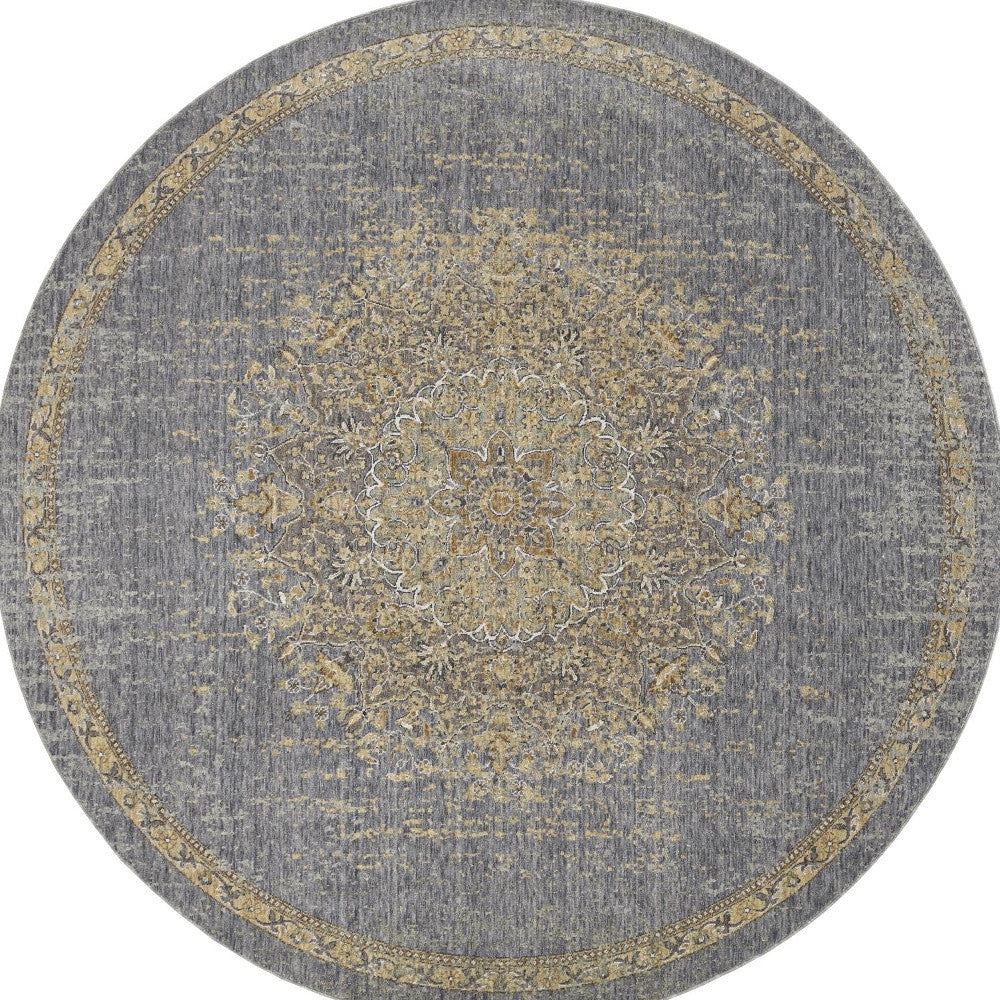 HomeRoots 108 x 108 Slate Grey Wool Rug