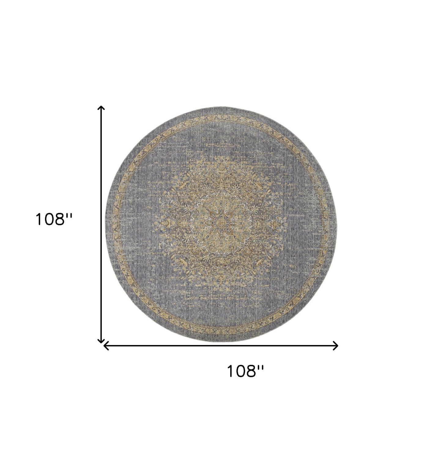 HomeRoots 108 x 108 Slate Grey Wool Rug