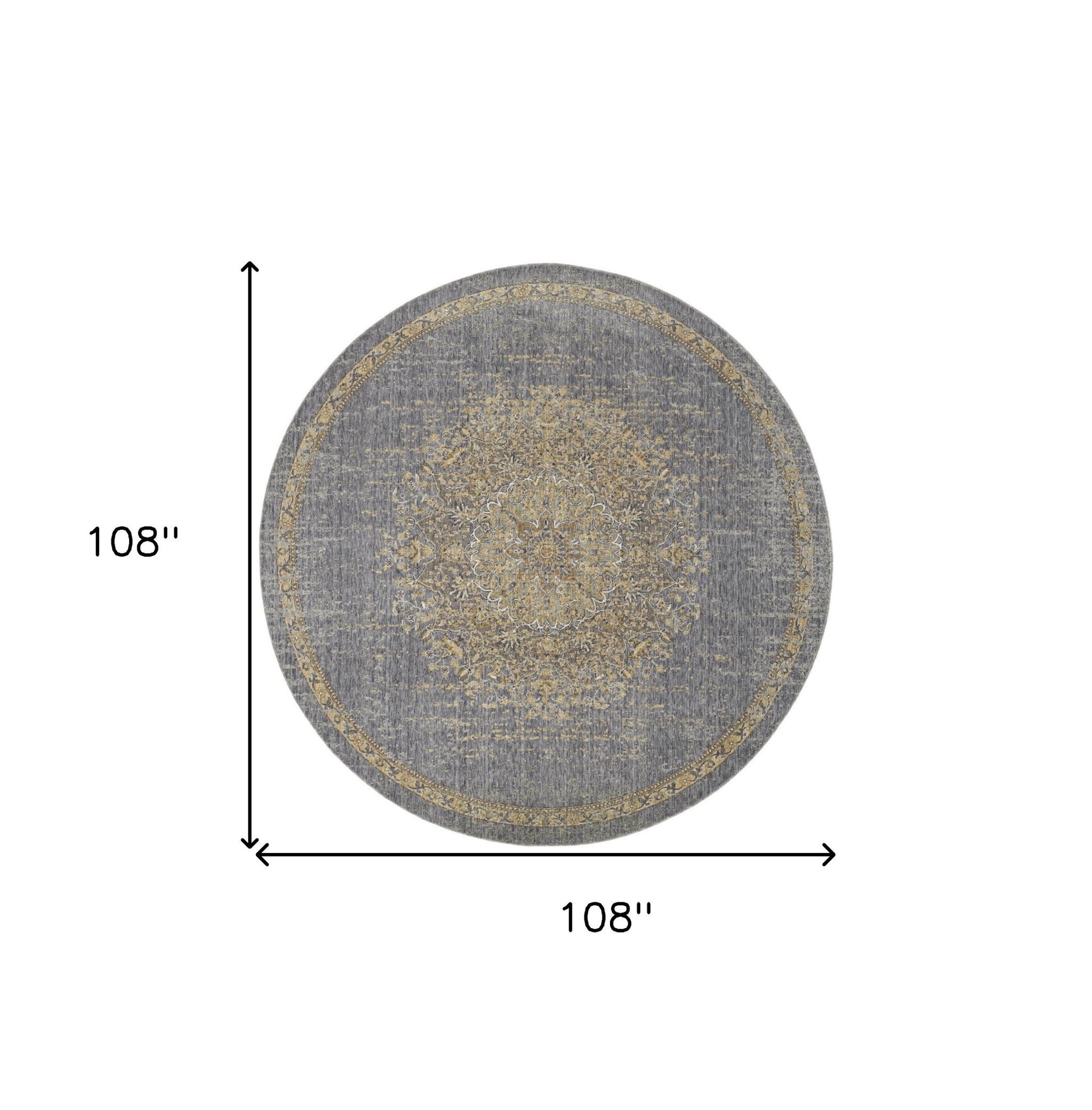 HomeRoots 108 x 108 Slate Grey Wool Rug