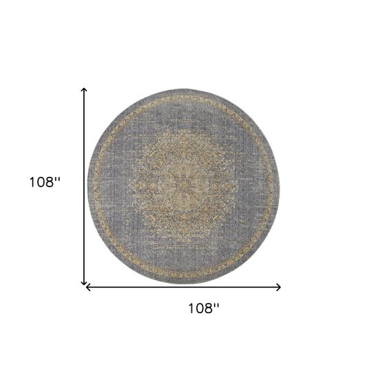 HomeRoots 108 x 108 Slate Grey Wool Rug