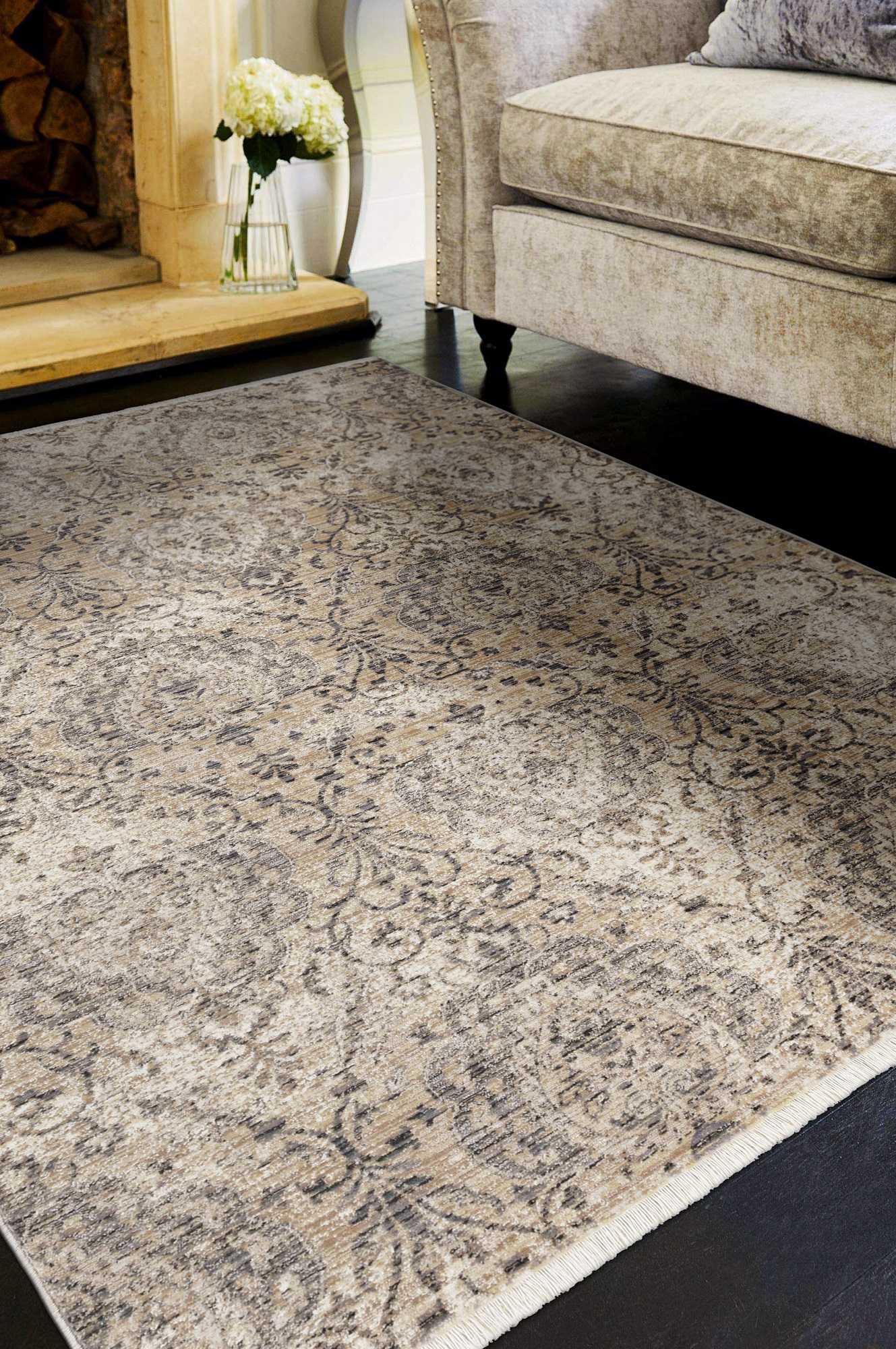 HomeRoots 108" x 144" Sand or Grey Polypropylene Rug