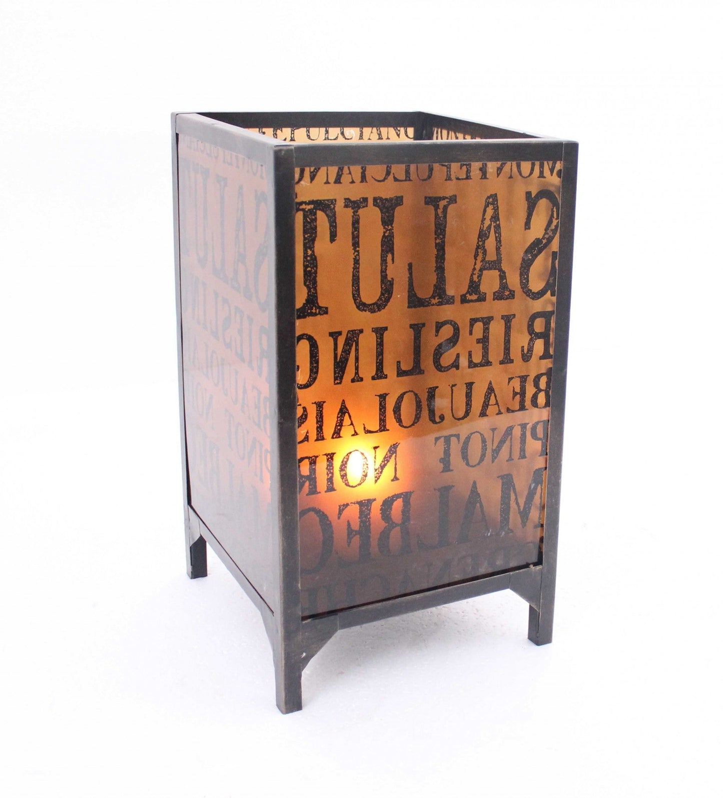 HomeRoots 10.25 x 10.25 x 18 BrownVintage Letter Pattern - Candle Holder