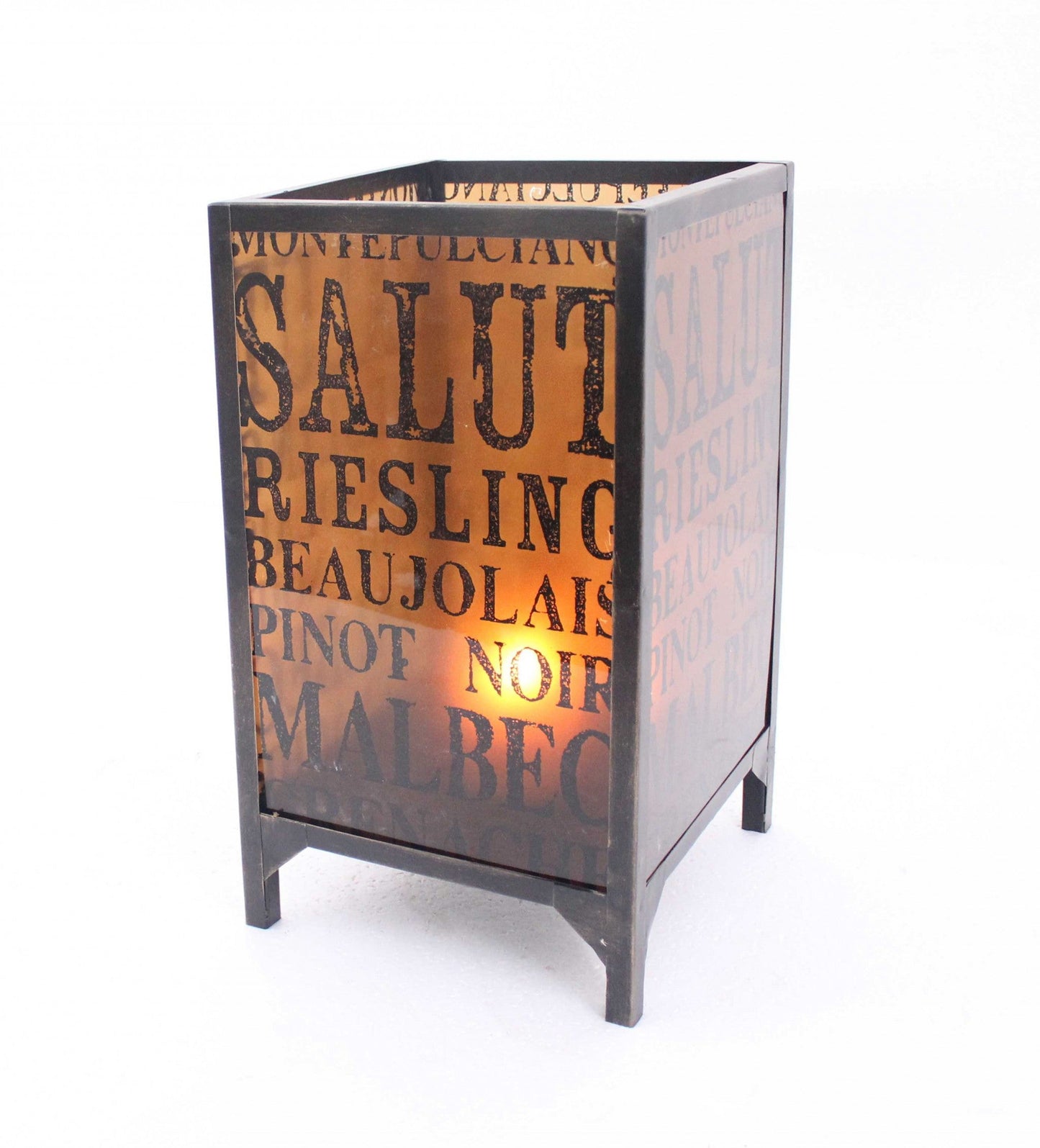 HomeRoots 10.25 x 10.25 x 18 BrownVintage Letter Pattern - Candle Holder