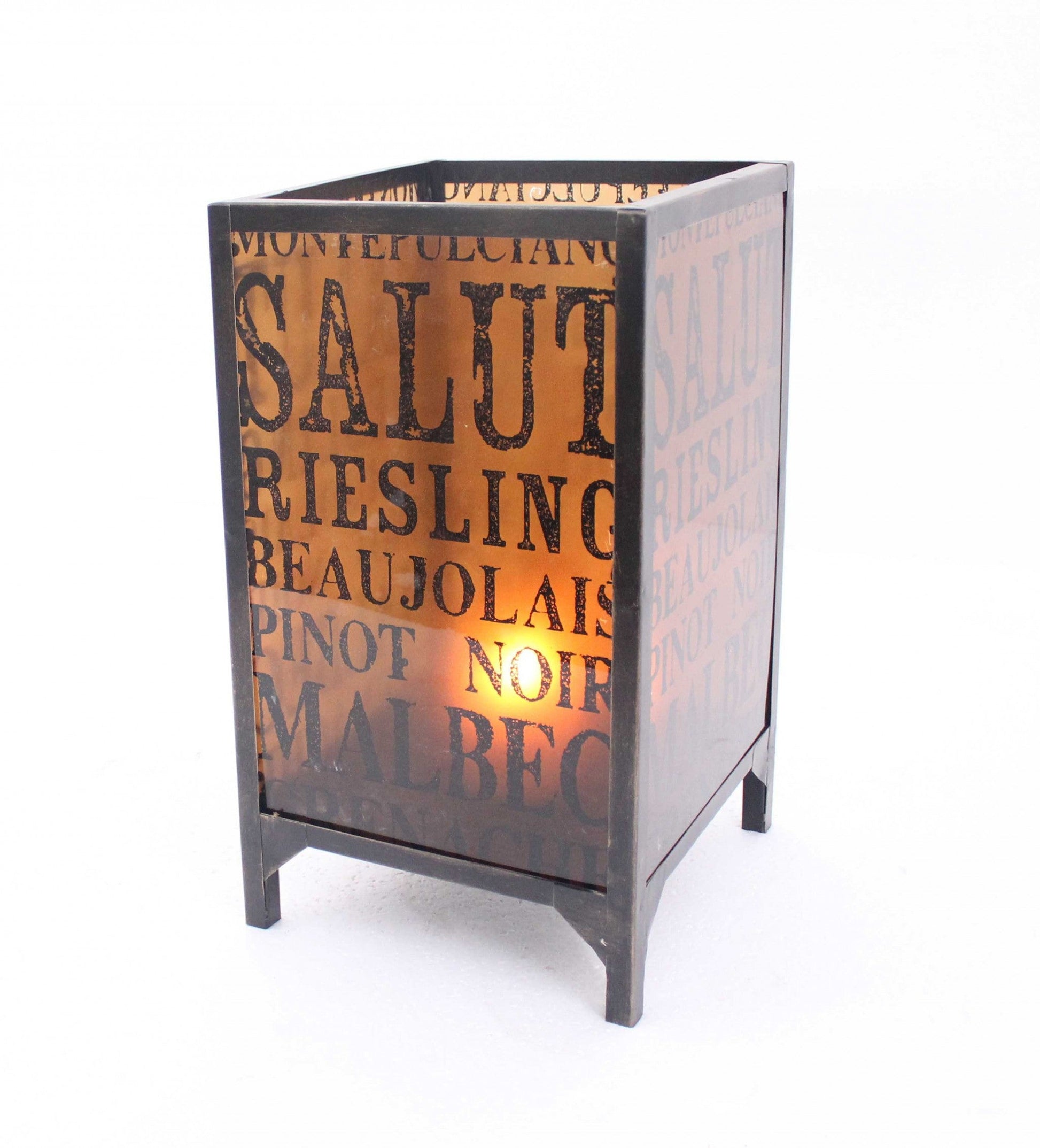 HomeRoots 10.25 x 10.25 x 18 BrownVintage Letter Pattern - Candle Holder