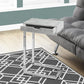 HomeRoots 10.25" x 15.75" x 24.5" Laminated Metal Accent Table in Grey Finish