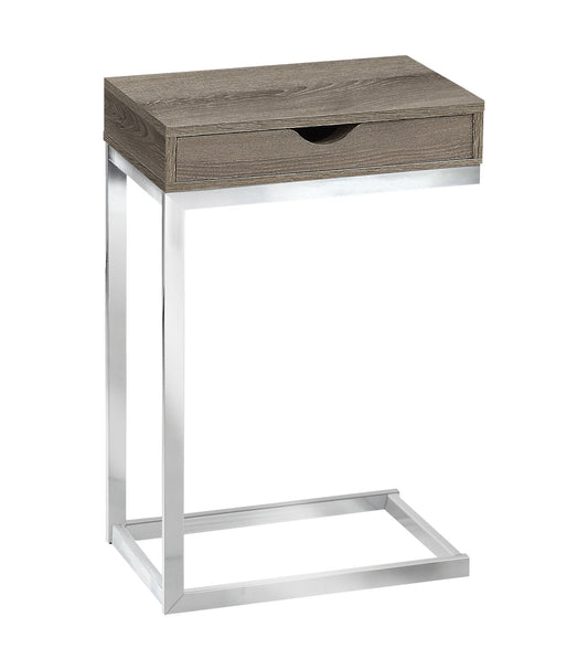 HomeRoots 10.25" x 15.75" x 24.5" Metal Accent Table in Dark Taupe Finish