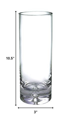HomeRoots 10.5 Mouth Blown Crystal European Made Cylinder Vase