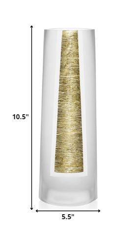 HomeRoots 10.5 Mouth Blown Hand Decorated Standard Gold Vase