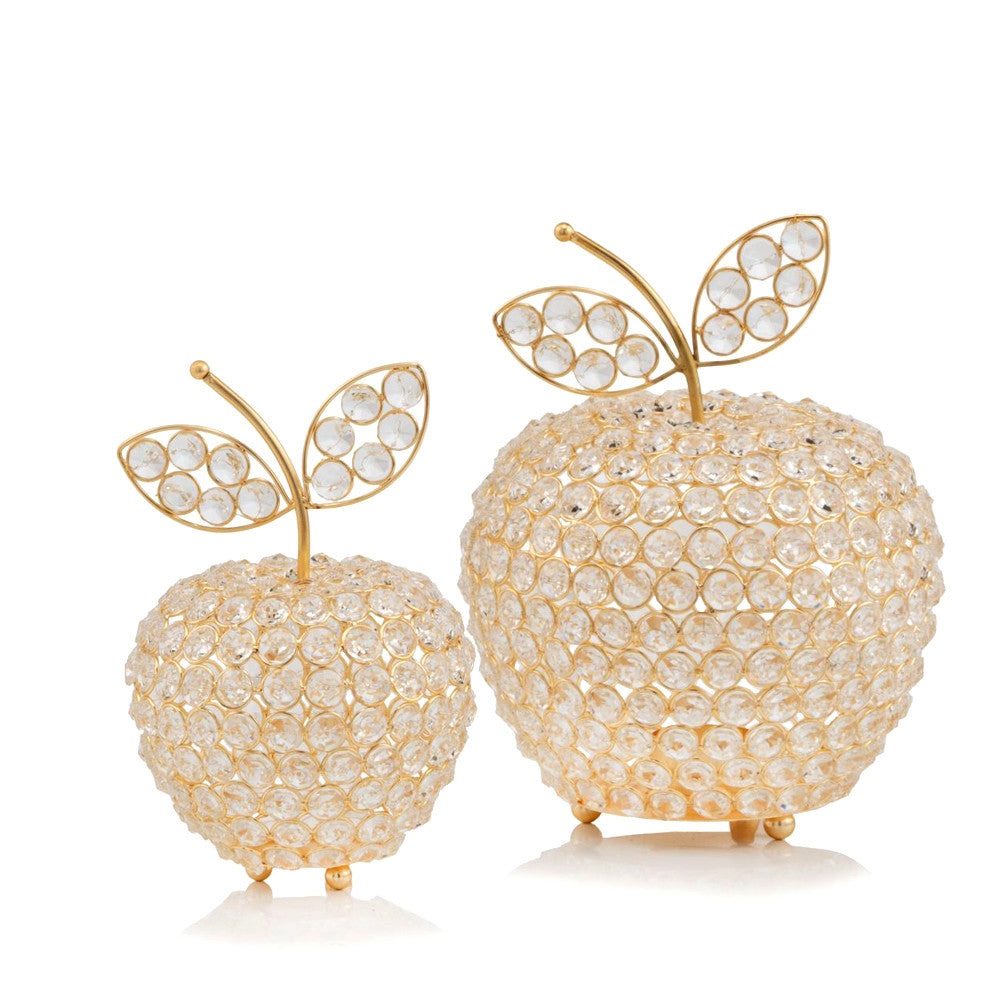 HomeRoots 10.75' Medium Faux Crystal Gold Apple Sculpture