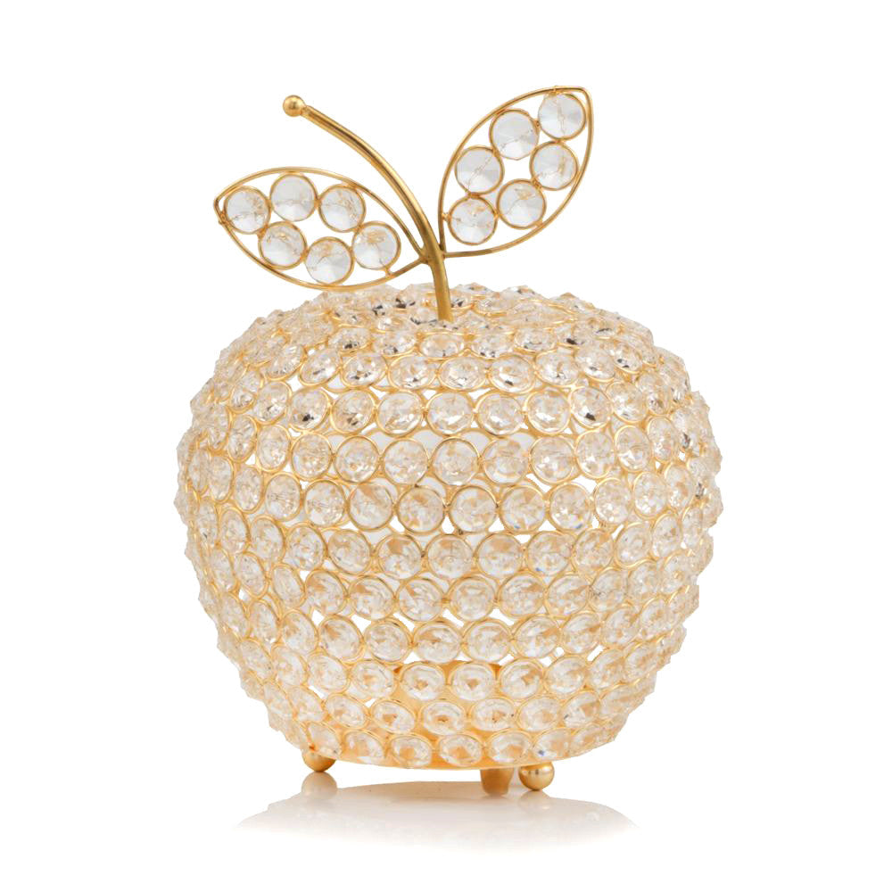 HomeRoots 10.75' Medium Faux Crystal Gold Apple Sculpture