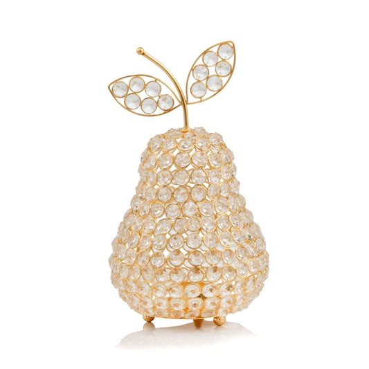HomeRoots 10.75' Medium Faux Crystal Gold Pear Sculpture