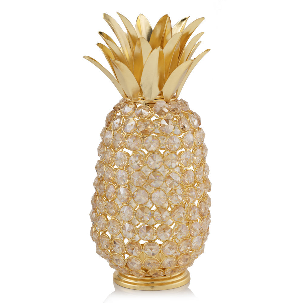 HomeRoots 11' Faux Crystal and Gold Pineapple Sculpture