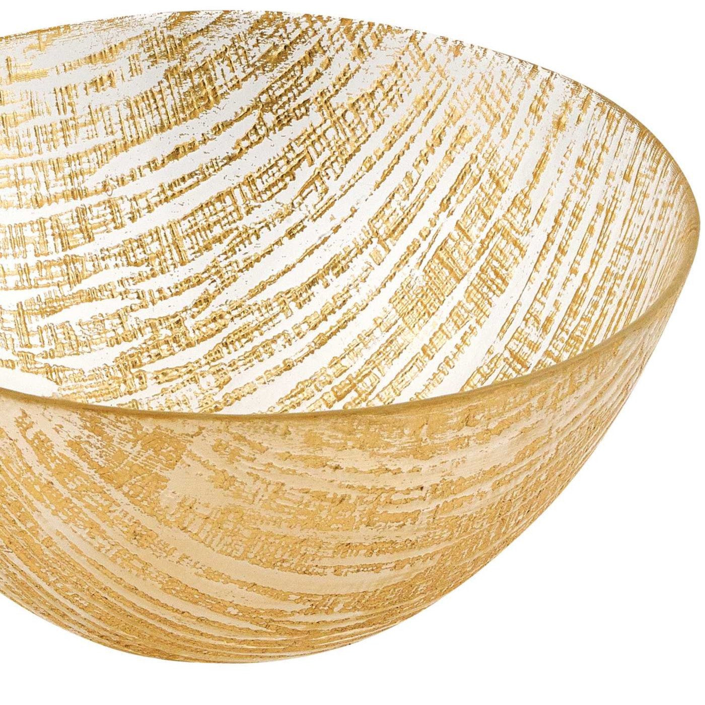 HomeRoots 11" Hand Crafted Glass Gold Accent Salad or Serving Bowl