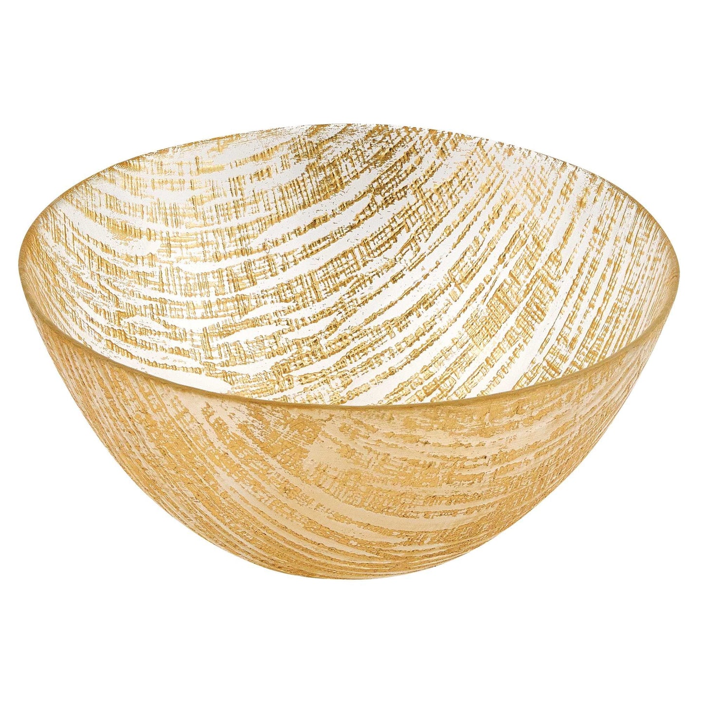 HomeRoots 11" Hand Crafted Glass Gold Accent Salad or Serving Bowl