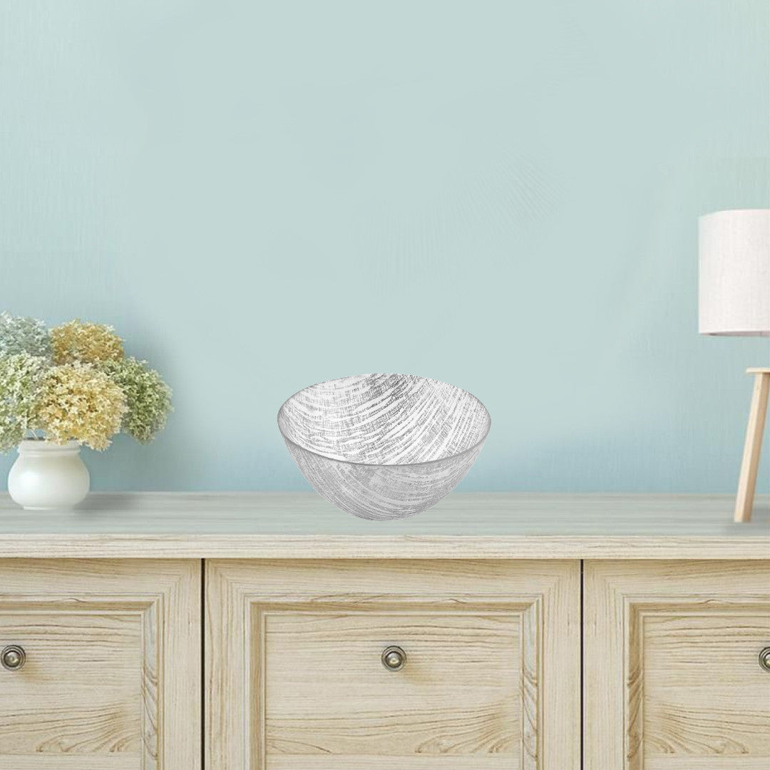 HomeRoots 11-Hand Crafted Glass Silver Accent Salad or Serving Bowl
