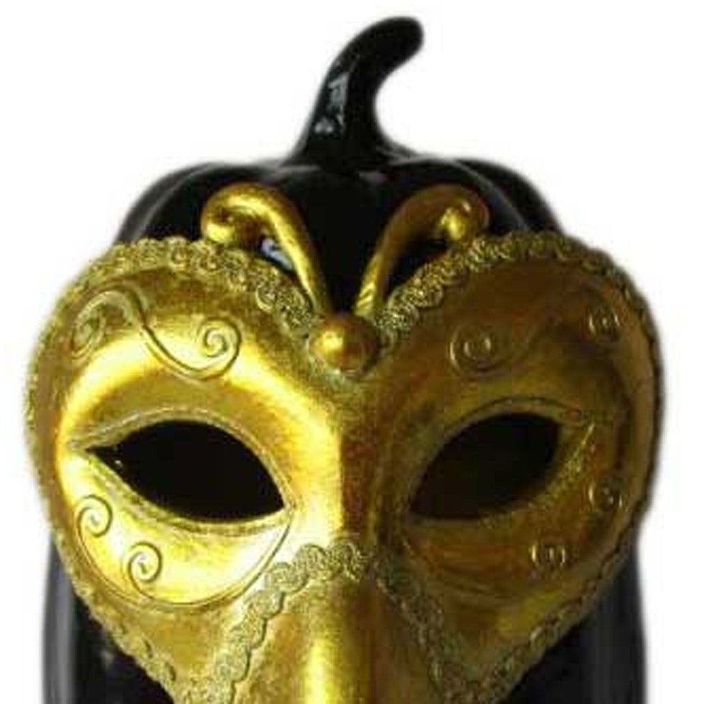 HomeRoots 11" LED Gold Mask On Black Jack-O-Lantern
