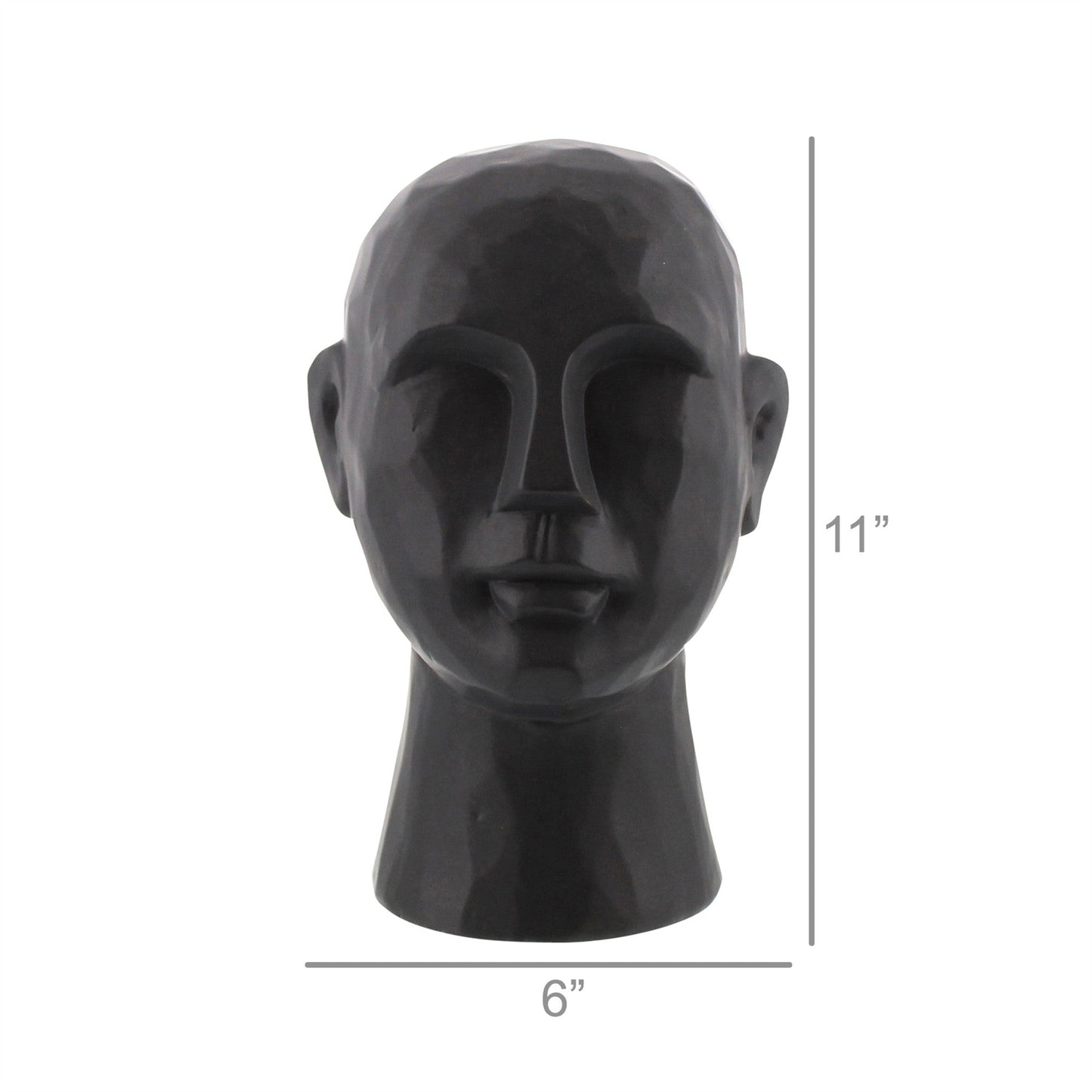 HomeRoots 11" Matte Black Ceramic Bust Decorative Sculpture