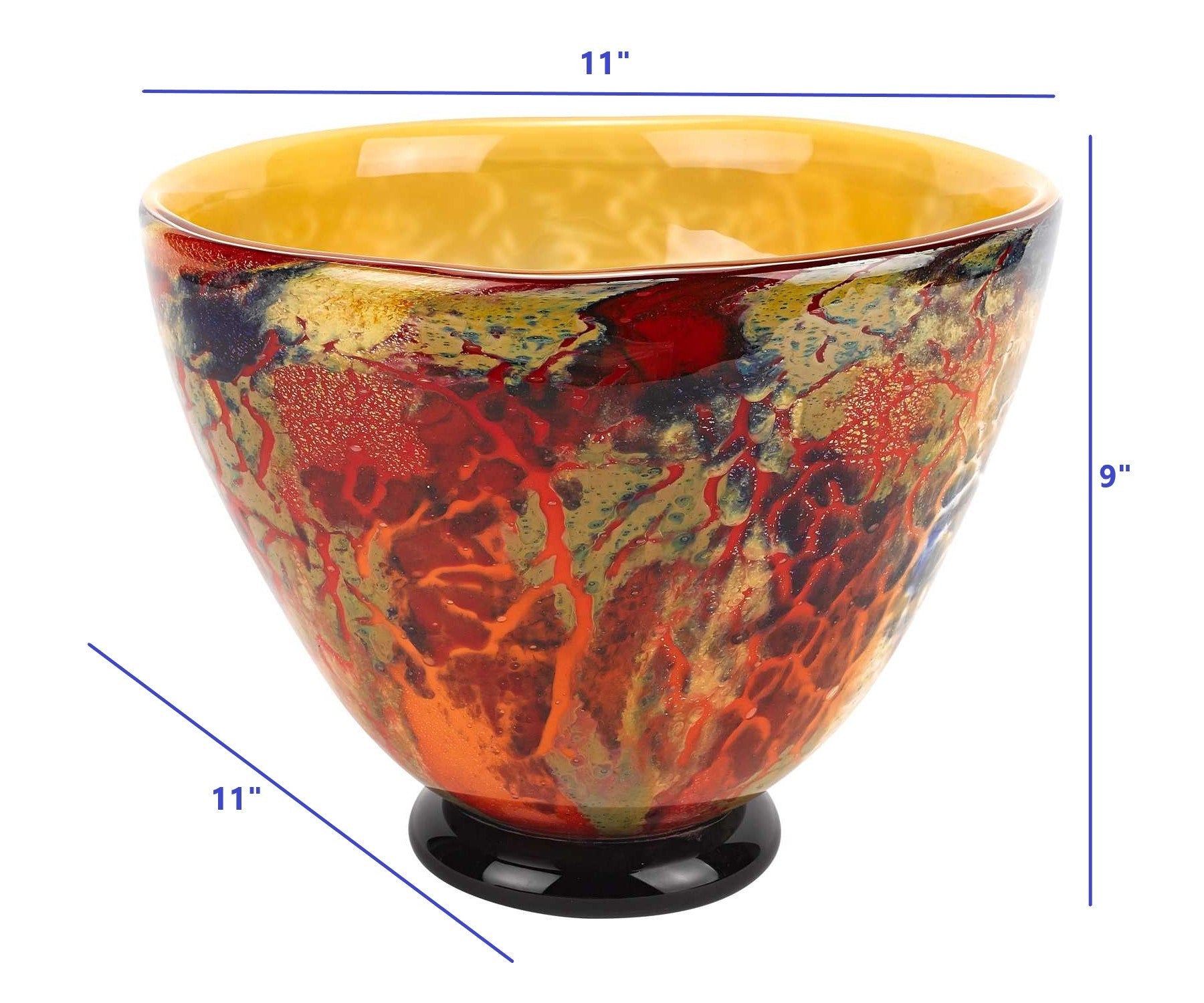 HomeRoots 11" Mouth Blown Art Glass Centerpiece or Punch Bowl