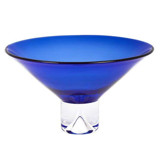 HomeRoots 11-Mouth Blown Crystal Cobalt Blue Centerpiece Bowl
