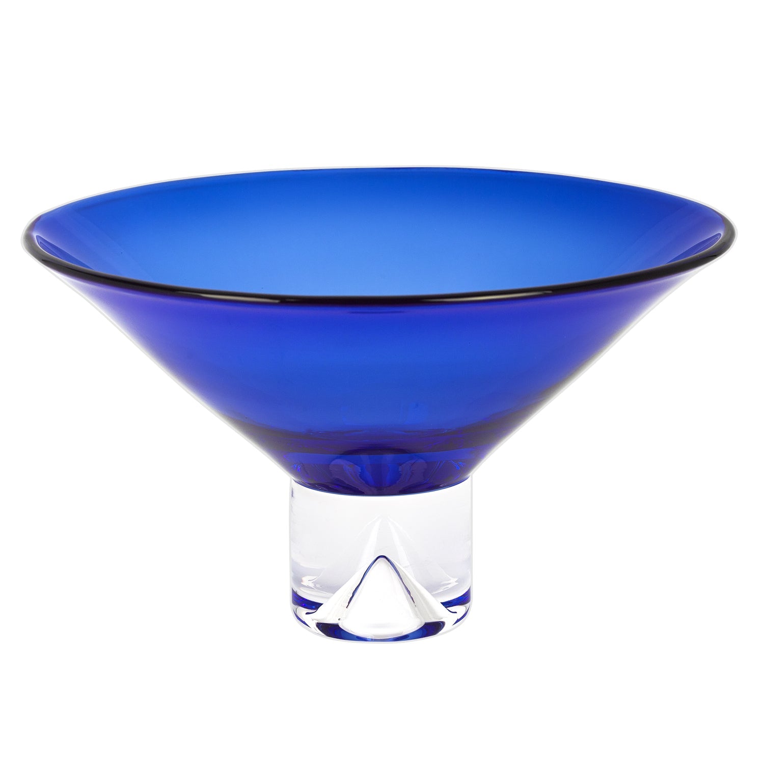 HomeRoots 11-Mouth Blown Crystal Cobalt Blue Centerpiece Bowl