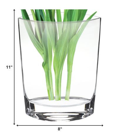 HomeRoots 11 Mouth Blown Crystal European Made Pocket Shaped Vase