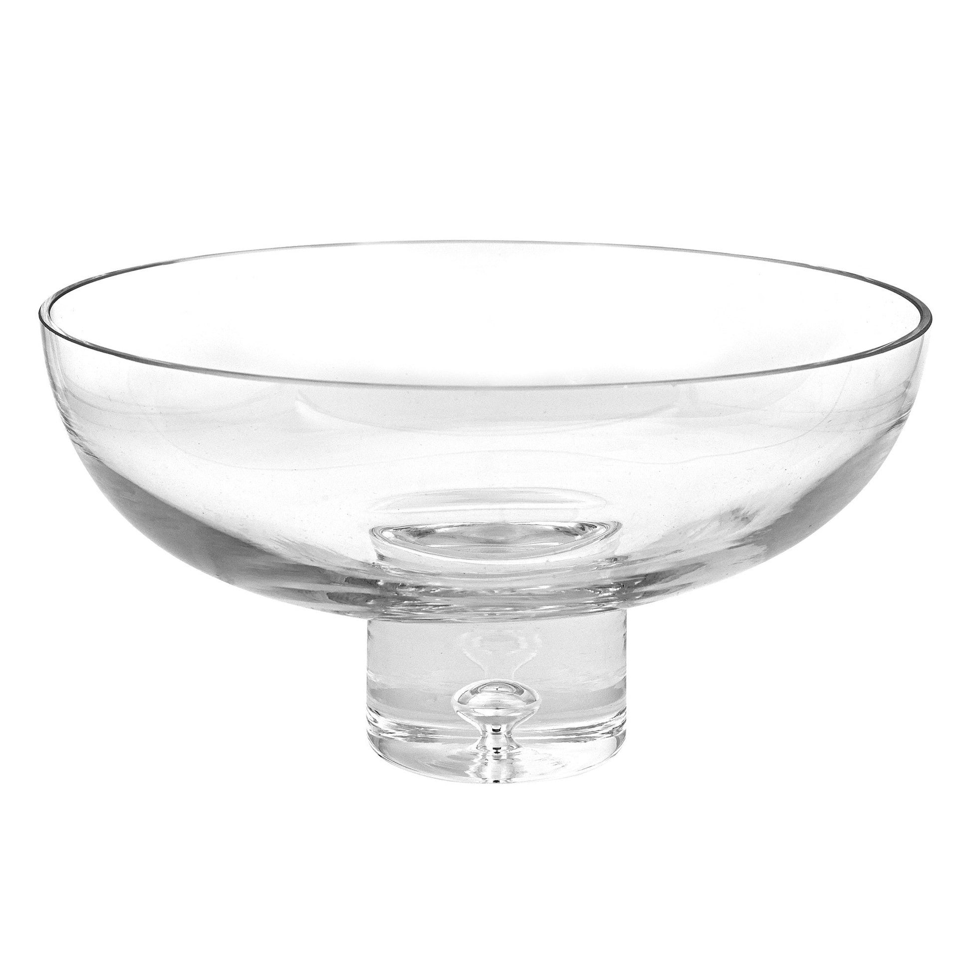 HomeRoots 11" Mouth Blown Deep Pedestal Glass Centerpiece Bowl