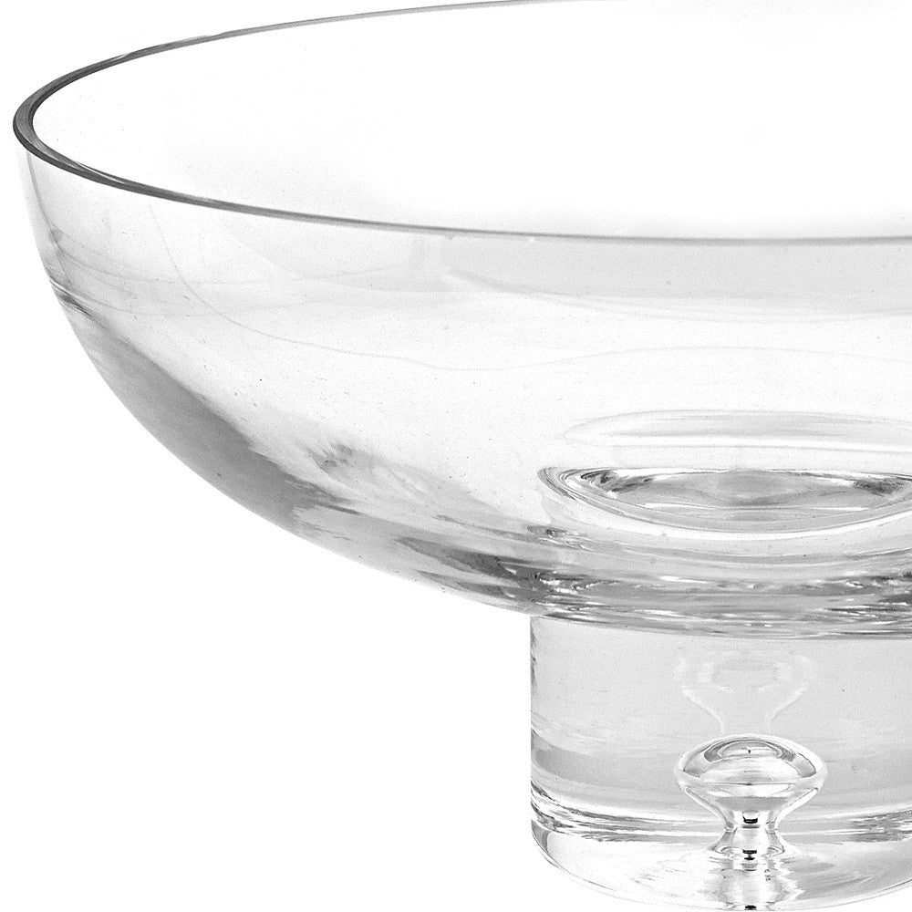 HomeRoots 11" Mouth Blown Deep Pedestal Glass Centerpiece Bowl
