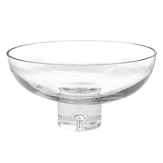HomeRoots 11" Mouth Blown Deep Pedestal Glass Centerpiece Bowl