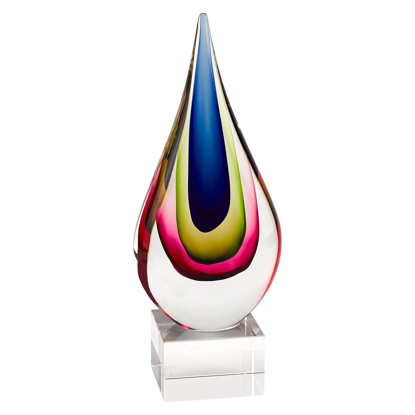 HomeRoots 11 Mouth Blown Teardrop Centerpiece on Crystal Base