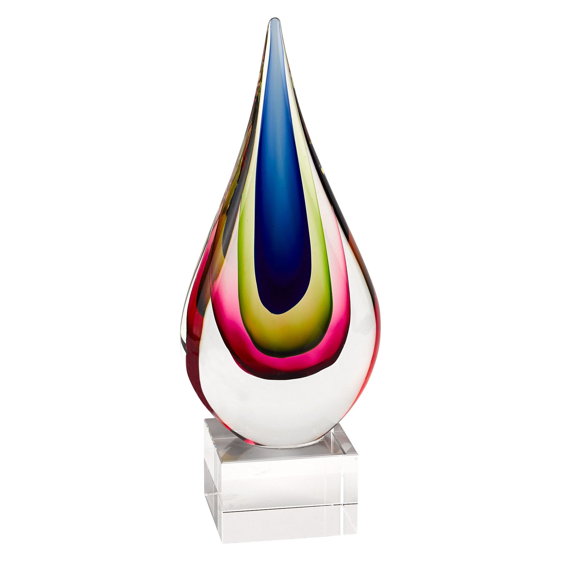 HomeRoots 11 Mouth Blown Teardrop Centerpiece on Crystal Base