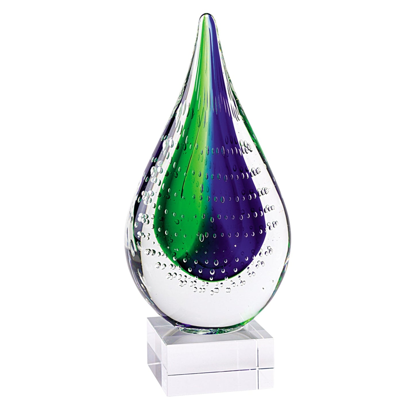 HomeRoots 11 Mouth Blown Teardrop Centerpiece on Crystal Base