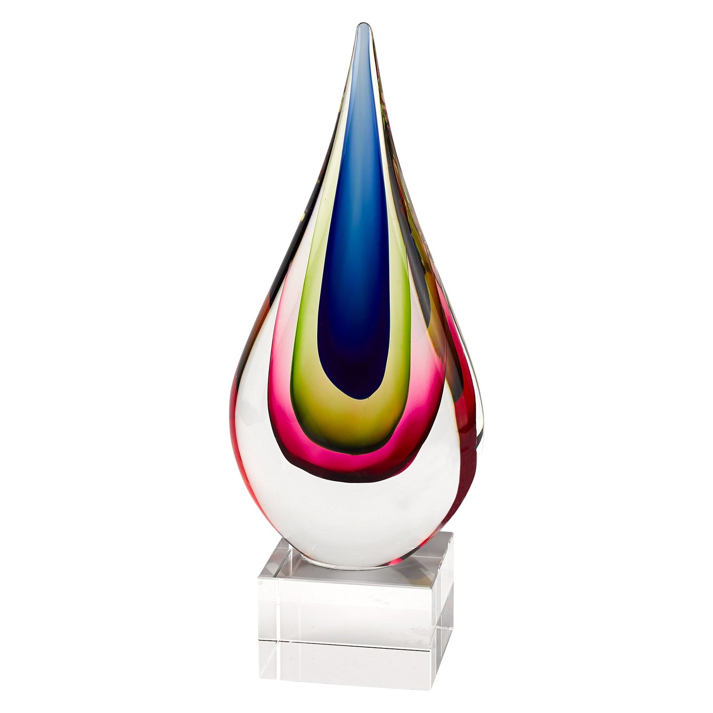 HomeRoots 11 Mouth Blown Teardrop Centerpiece on Crystal Base