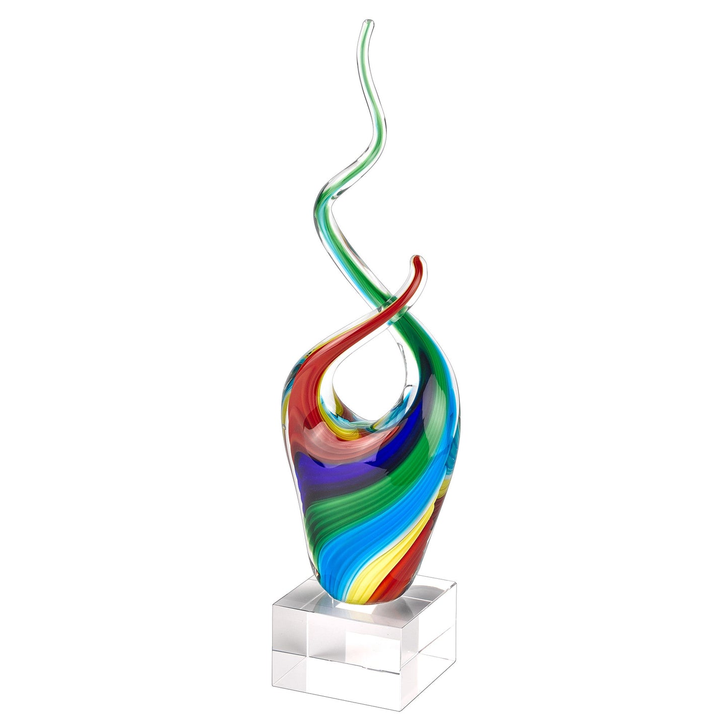 HomeRoots 11 MultiColor Art Glass Abstract Centerpiece on Crystal Base