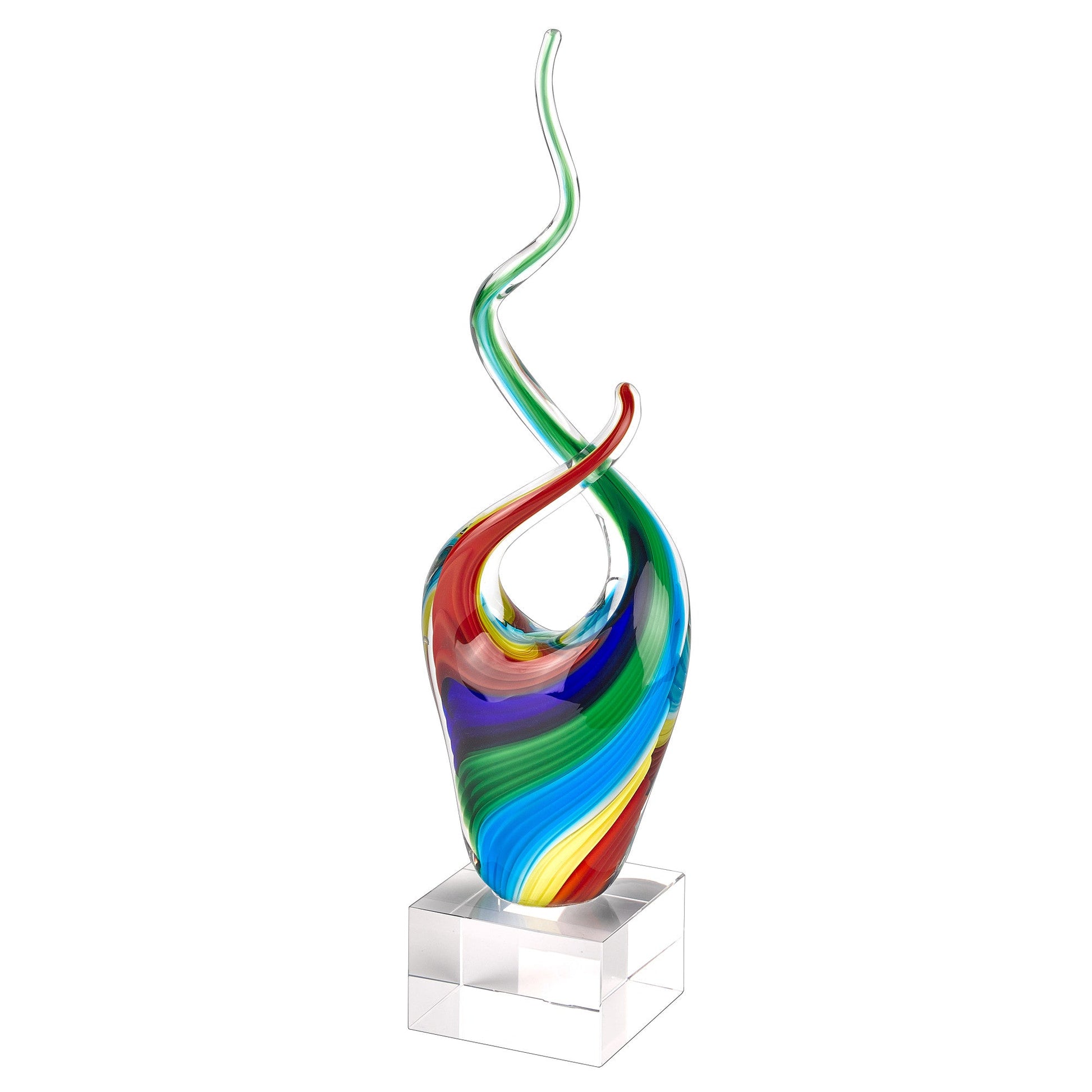 HomeRoots 11 MultiColor Art Glass Abstract Centerpiece on Crystal Base