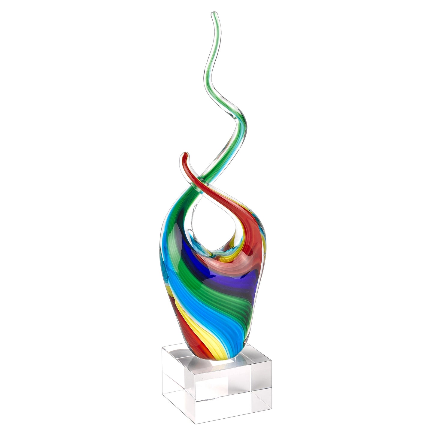 HomeRoots 11 MultiColor Art Glass Abstract Centerpiece on Crystal Base