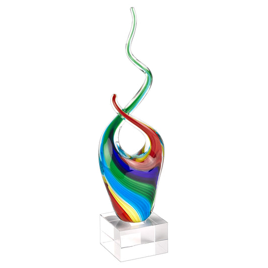 HomeRoots 11 MultiColor Art Glass Abstract Centerpiece on Crystal Base