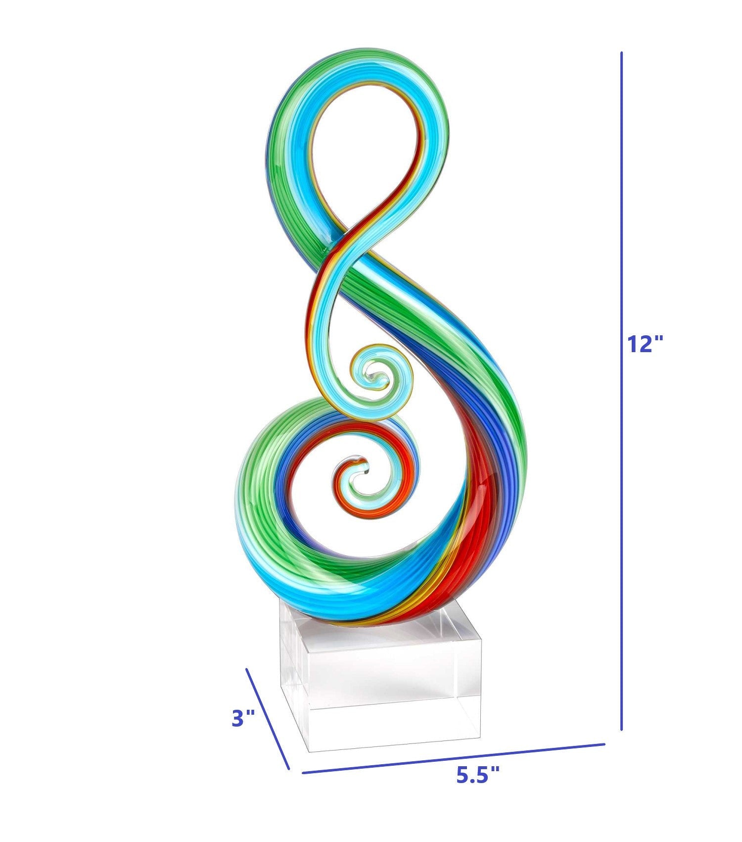 HomeRoots 11 MultiColor Art Glass Note Centerpiece on Crystal Base