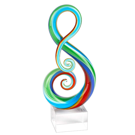 HomeRoots 11 MultiColor Art Glass Note Centerpiece on Crystal Base