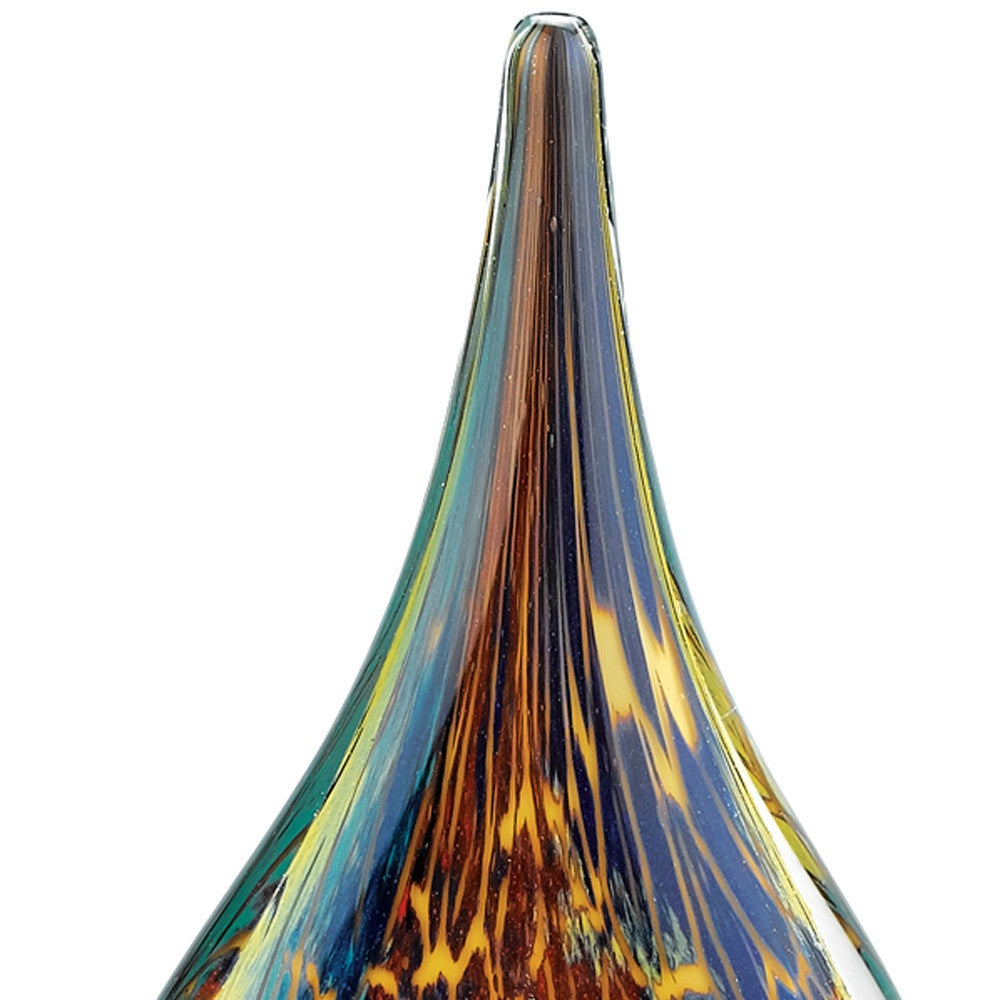 HomeRoots 11 MultiColor Art Glass Teardrop on Crystal Base