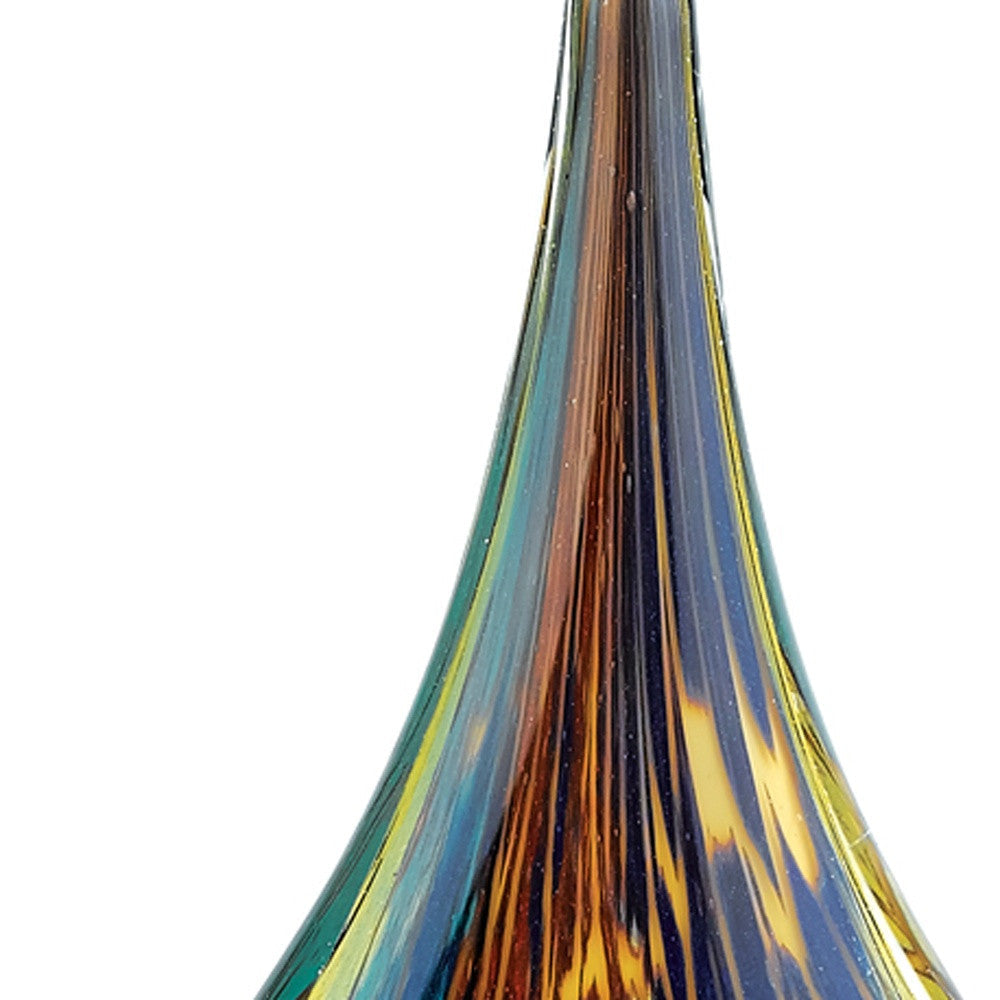 HomeRoots 11 MultiColor Art Glass Teardrop on Crystal Base