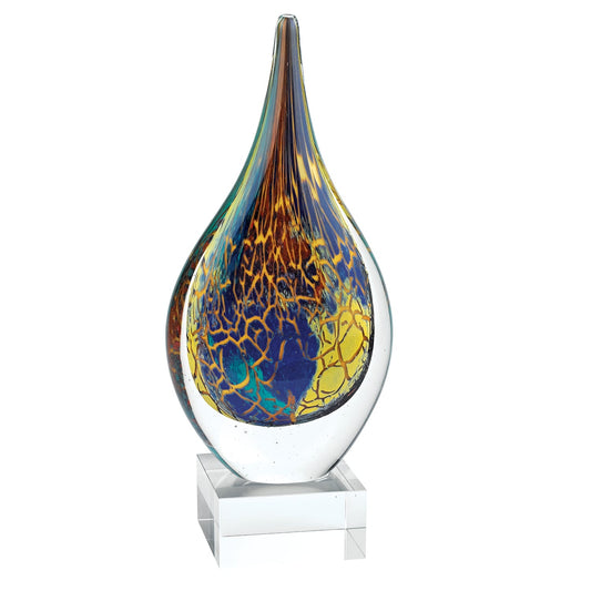 HomeRoots 11 MultiColor Art Glass Teardrop on Crystal Base