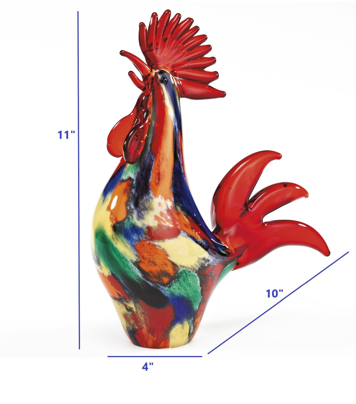 HomeRoots 11 MultiColor Artistic Glass Rooster