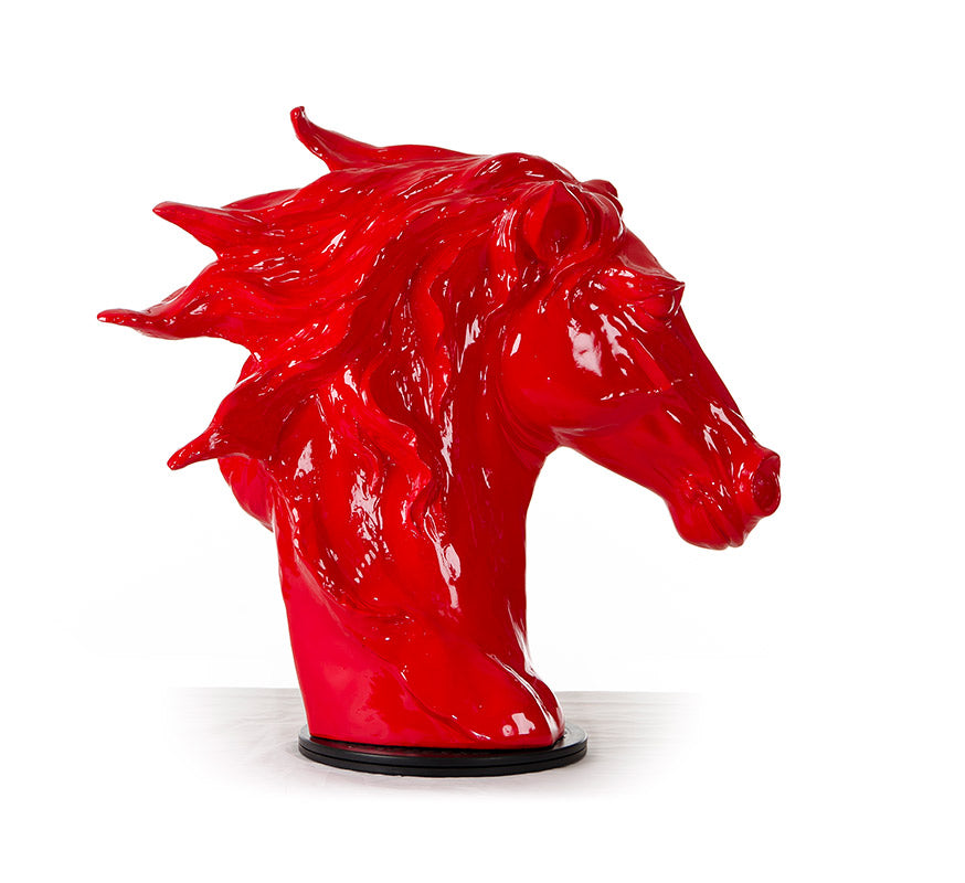 HomeRoots 11' Red Polyresin Horse Head Sculpture