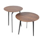 HomeRoots 11" Veneer and Metal Coffee Table Set in Walnut Finish