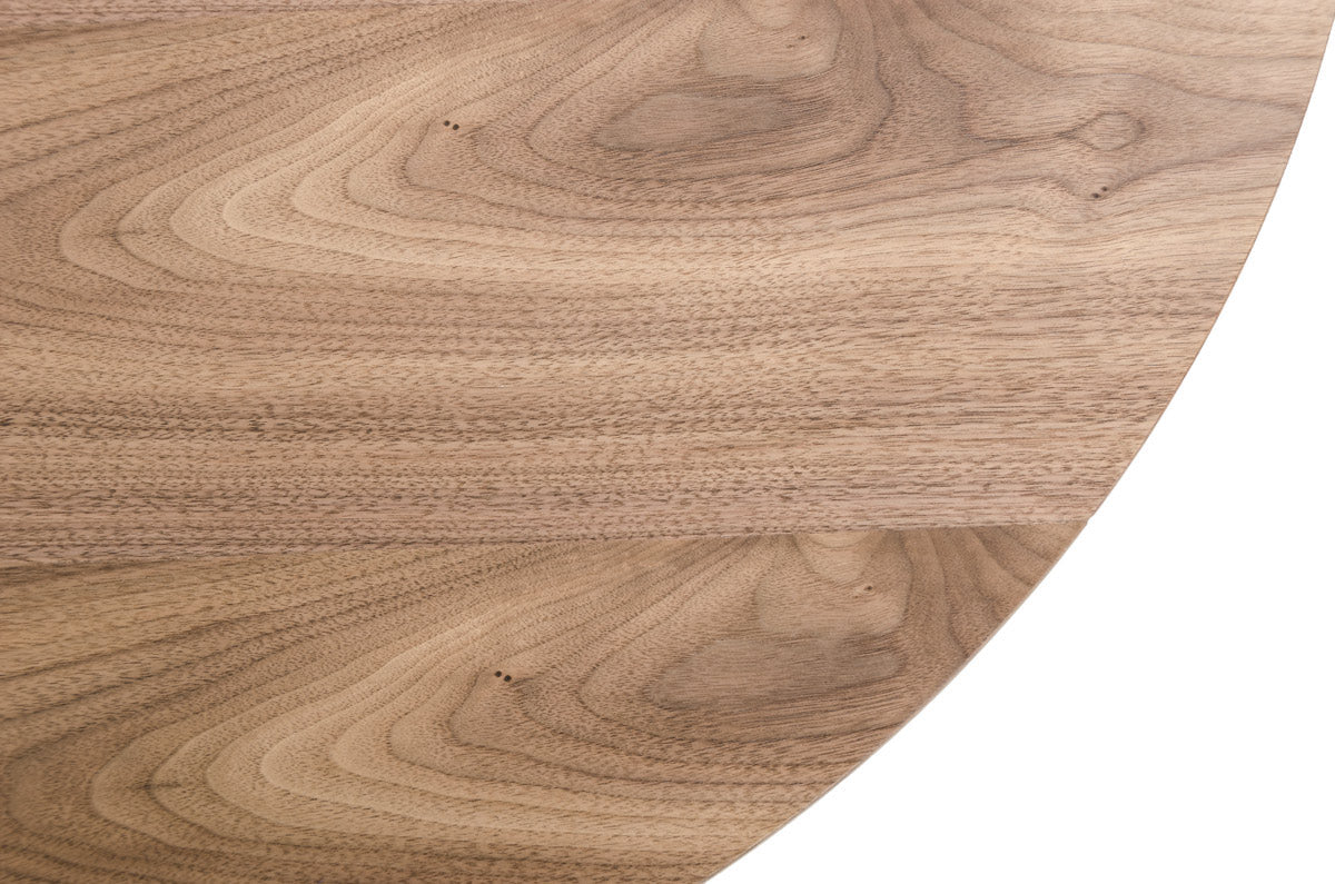 HomeRoots 11' Walnut Veneer and Black Metal Coffee Table