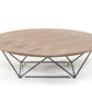 HomeRoots 11' Walnut Veneer and Black Metal Coffee Table