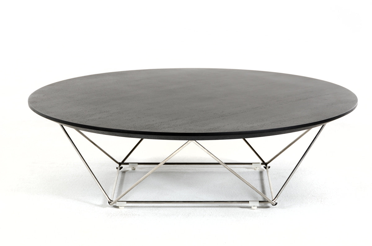 HomeRoots 11" Wenge Veneer and Stainless Steel Coffee Table