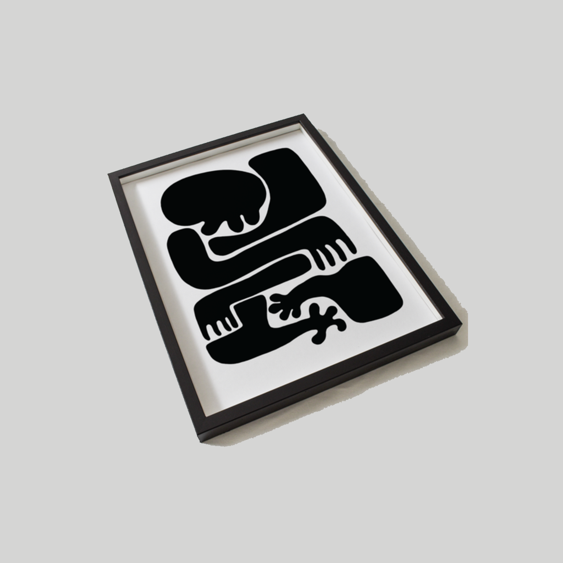 HomeRoots 11" x 14" Contemporary Black and White Shapes Wall Art
